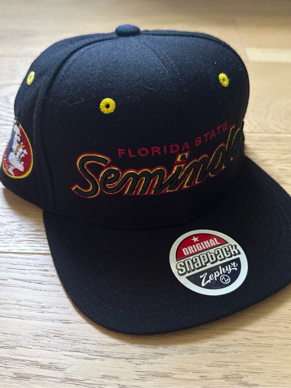 Vintage Florida State Seminoles Zephyr Snapback Hat Black Garnet Gold NCAA